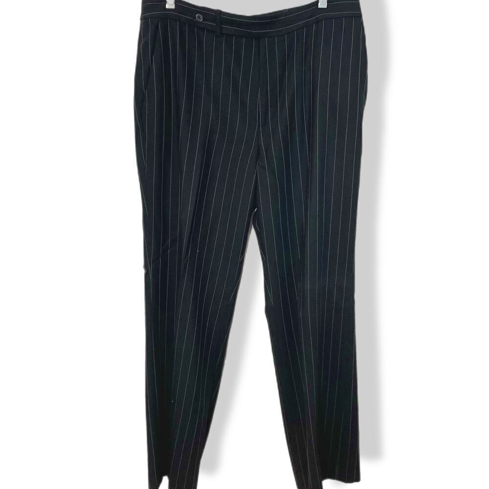 Lauren dress pants slacks trousers black pinstripe 14